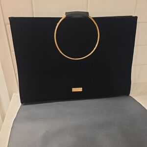 Elegant Black Clutch with Gold Accent